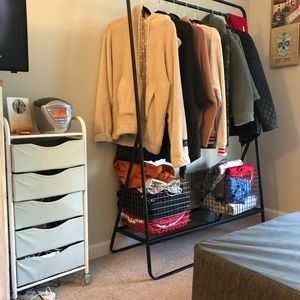 black metal clothes rack